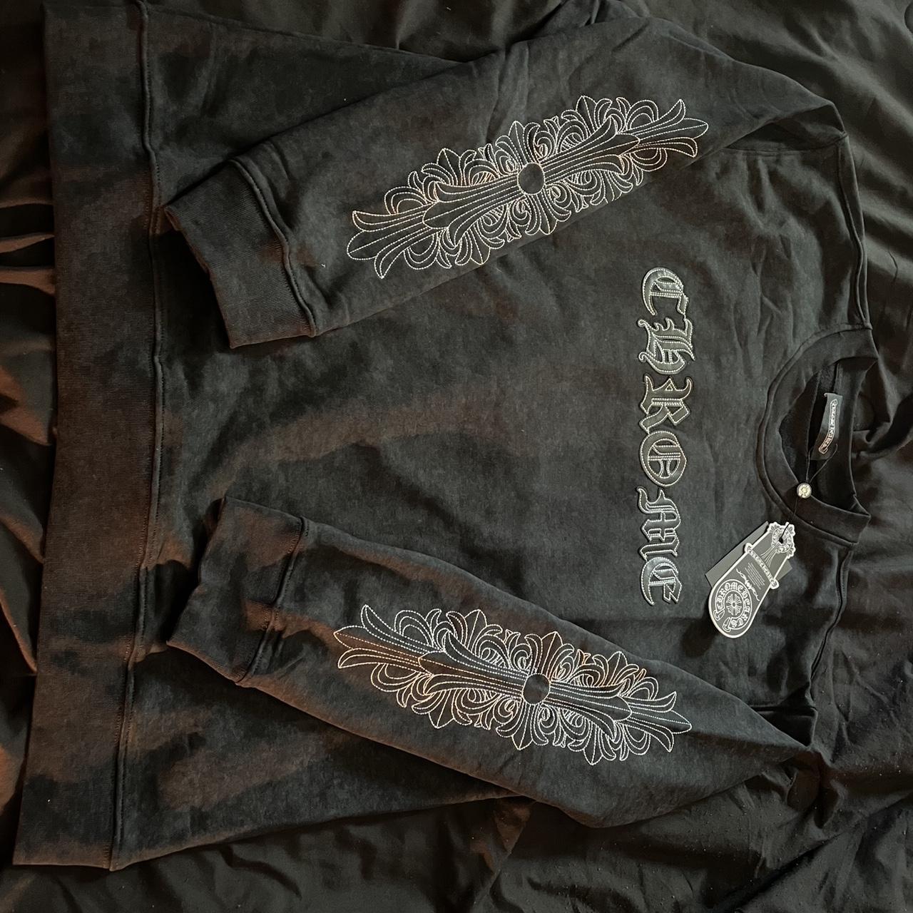 P0 Chrome Hearts Men's Black and Grey Sweatshirt - Image 1