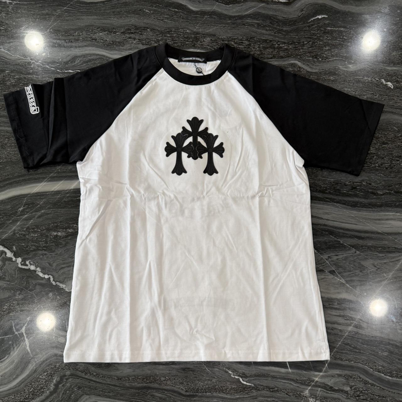 P0 Chrome Hearts Men's White and Black T-shirt - Image 1