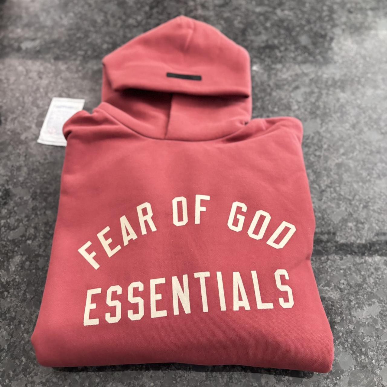 P0 Fear of God Men's Burgundy and Red Hoodie - Image 1