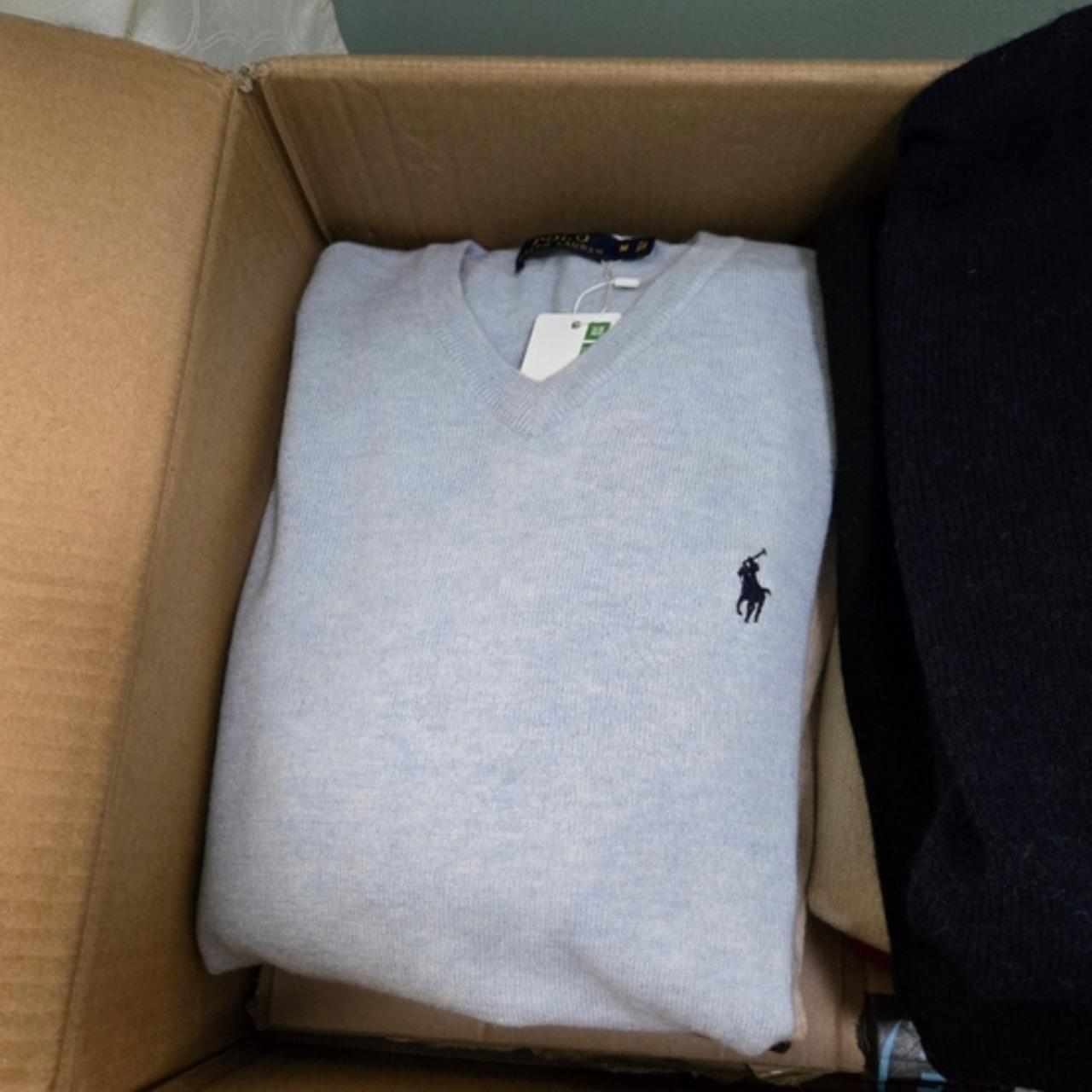 P0 Polo Ralph Lauren Men's Blue and Grey Sweatshirt - Image 1