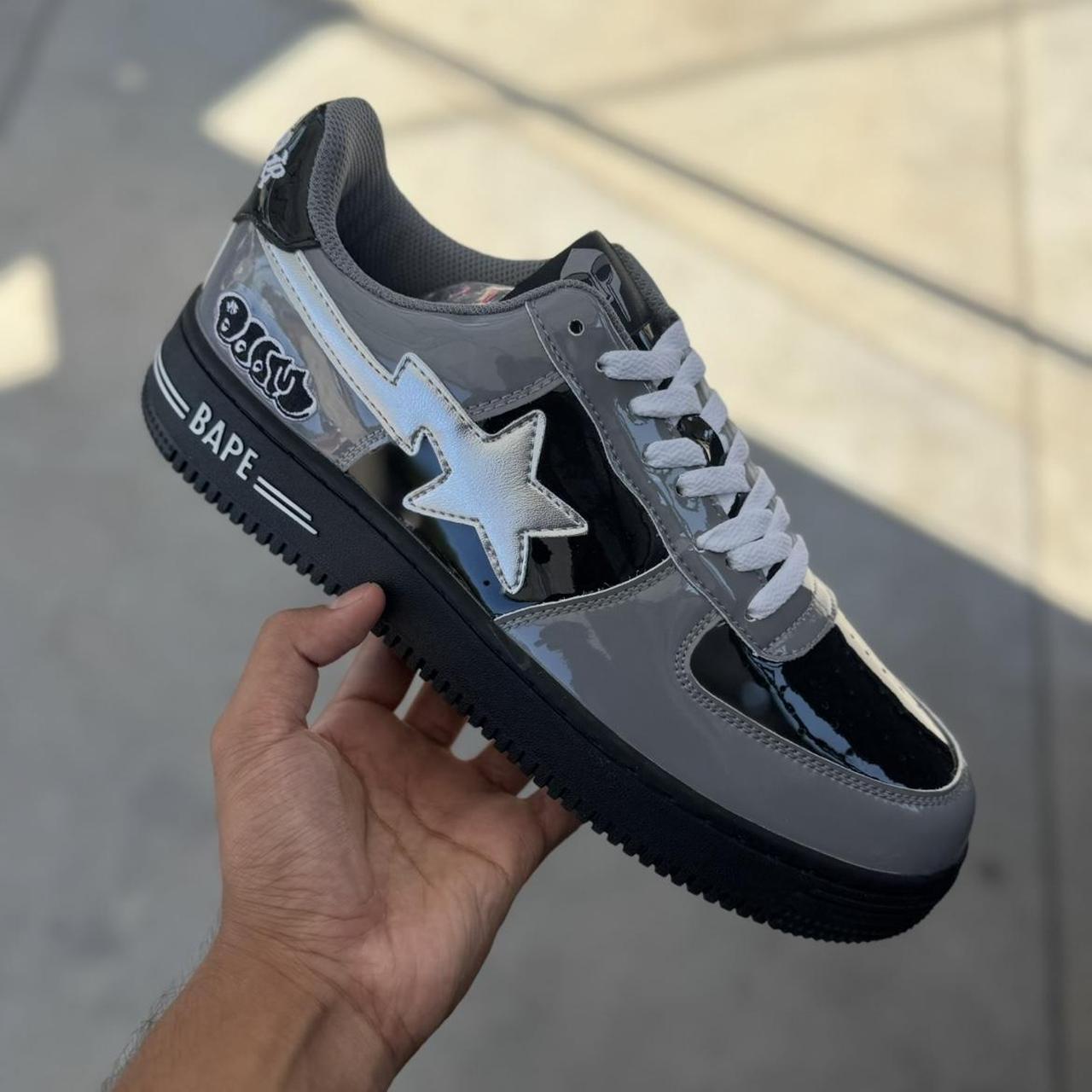 P0 BAPE Men's Grey and Black Trainers - Image 1