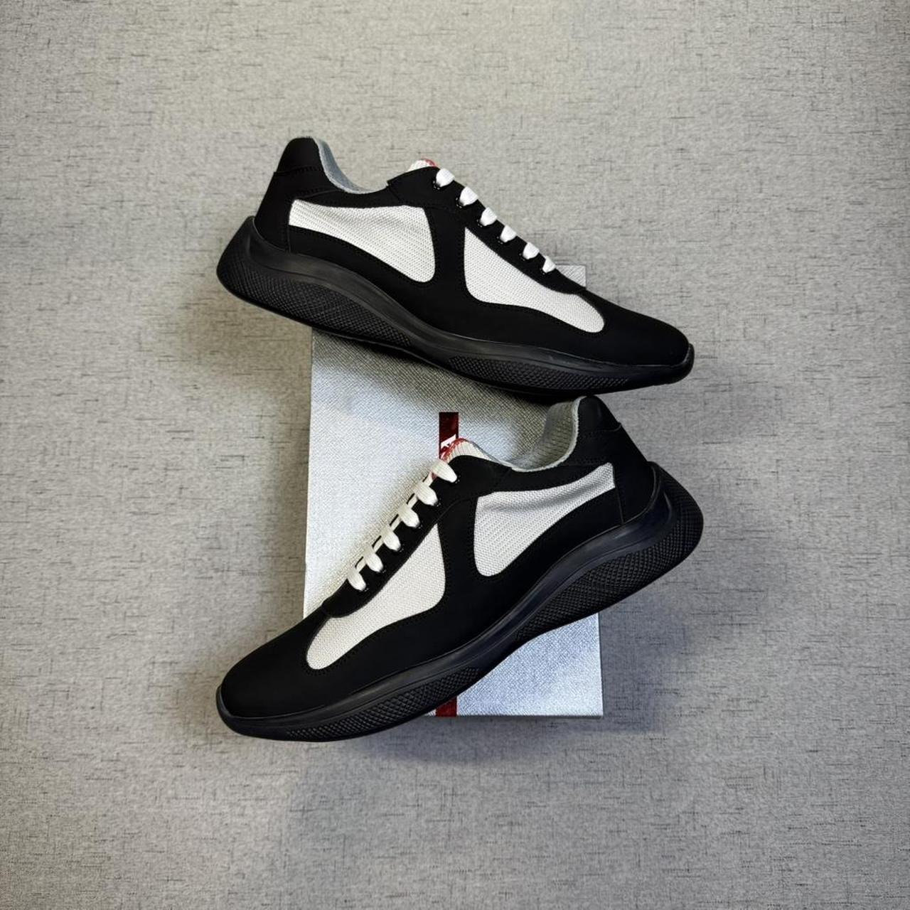 P0 Prada Men's Black and Grey Trainers - Image 1