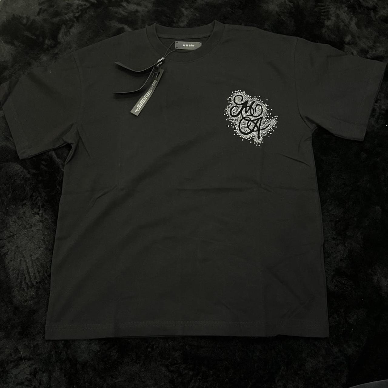 P0 Amiri Men's Black and Grey T-shirt - Image 1