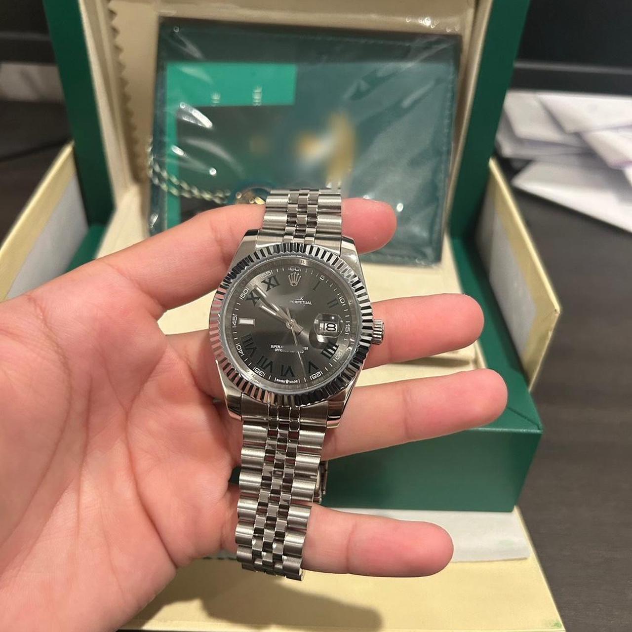 P0 Men's Silver and Grey Watch - Image 1