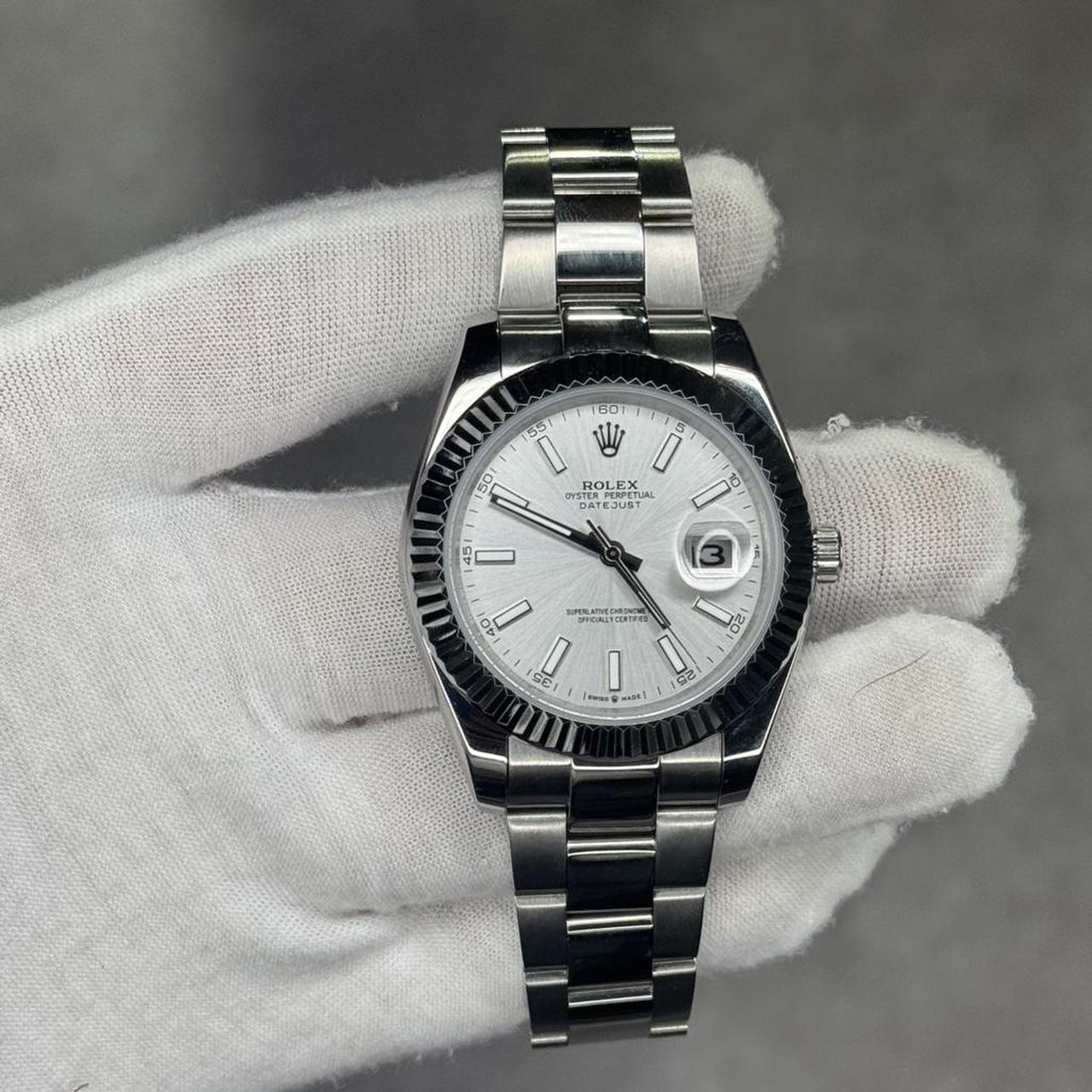 P0 Men's Silver and Black Watch - Image 1