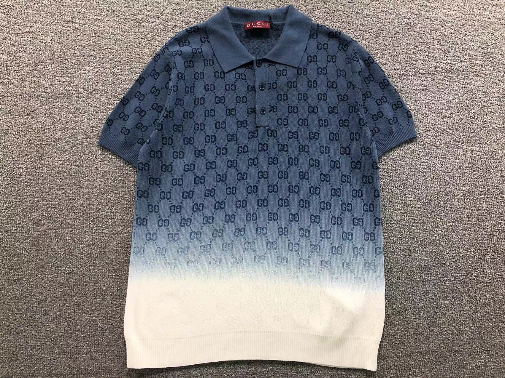 7150bd8c Gucci GG Monogram Gradient Knit Polo Shirt - Image 1