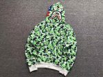 A Bathing Ape green camouflage shark full-zip hoodie