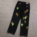 Chrome Hearts Green & Leopard Cross Patch Jeans - Image 2