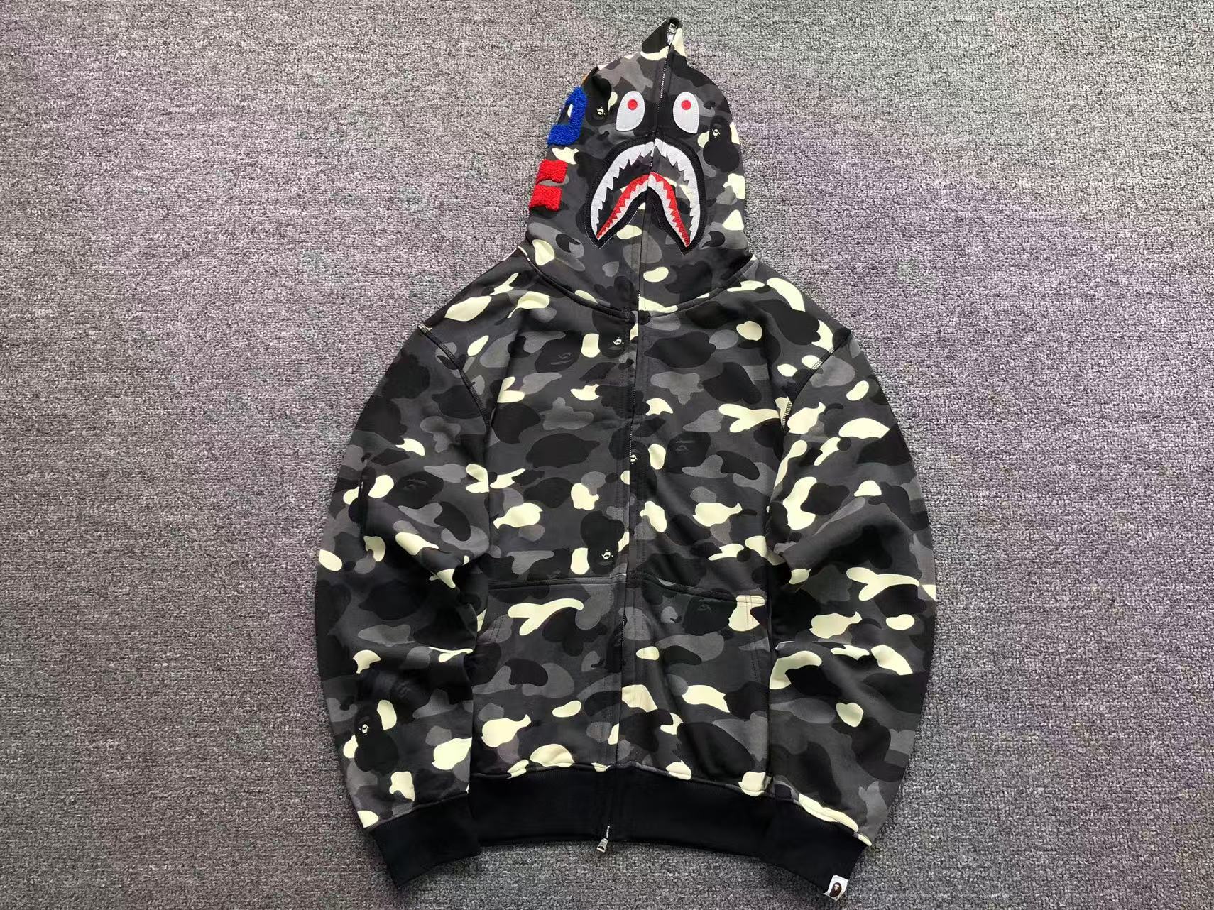 4719e59d A Bathing Ape camouflage shark full-zip hoodie - Image 1