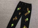 Chrome Hearts Green & Leopard Cross Patch Jeans - Image 9