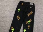 Chrome Hearts Green & Leopard Cross Patch Jeans - Image 4