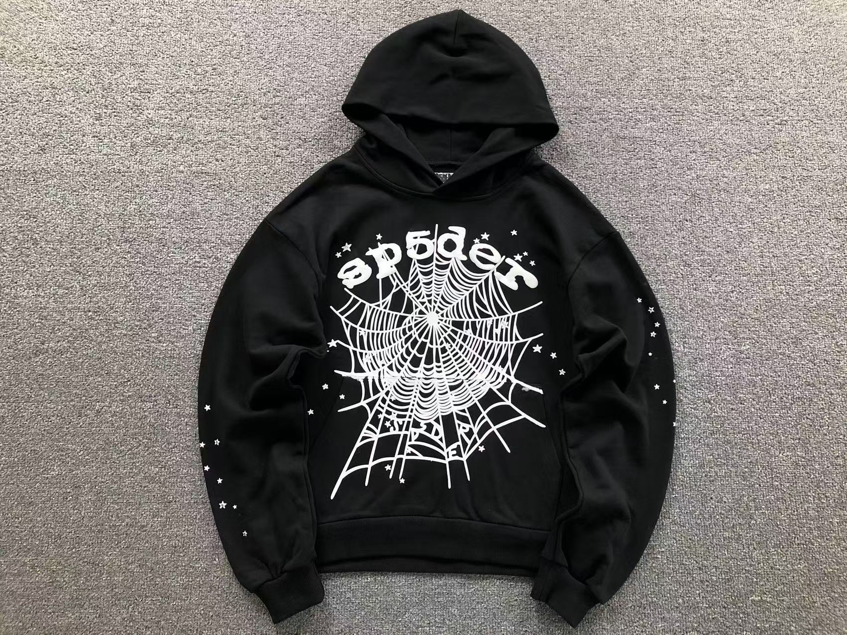 9761a95a A black Sp5der OG Web hoodie - Image 1